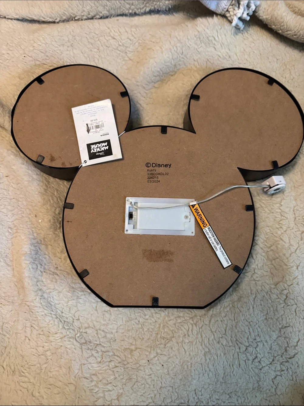 Disney Black Mickey LED Marquee Party Light with Warm White Bulbs Mickey Minnie